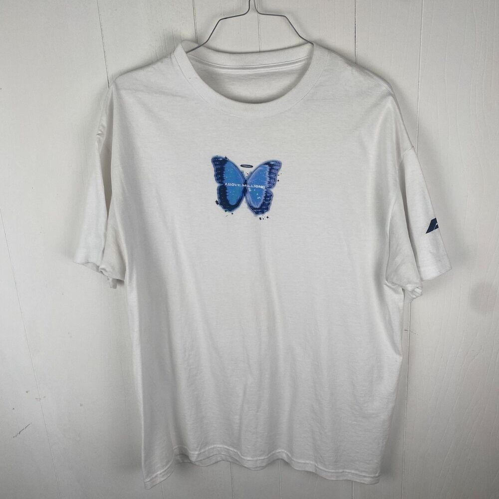 Above Millions Men's XL Metamorphosis Graphic T-shirt in White and Blue